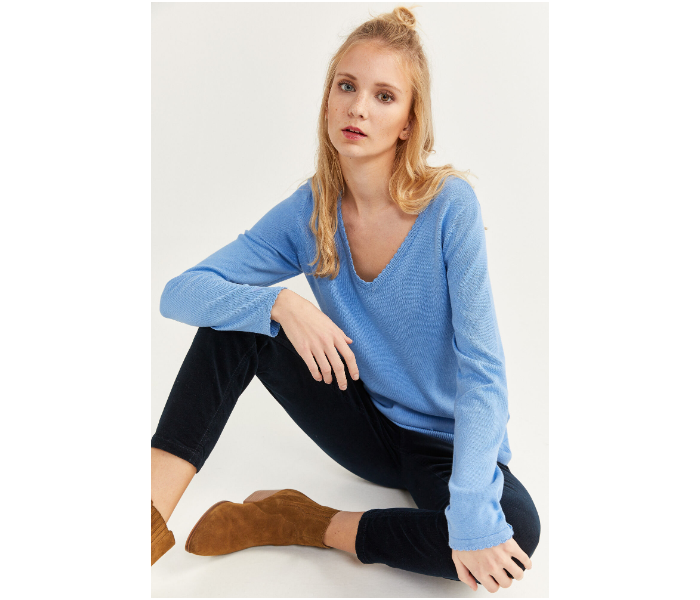 Springfield S20 Long Sleeve Knitwear Extra Small For Women - Light Blue - Zoom Image 1