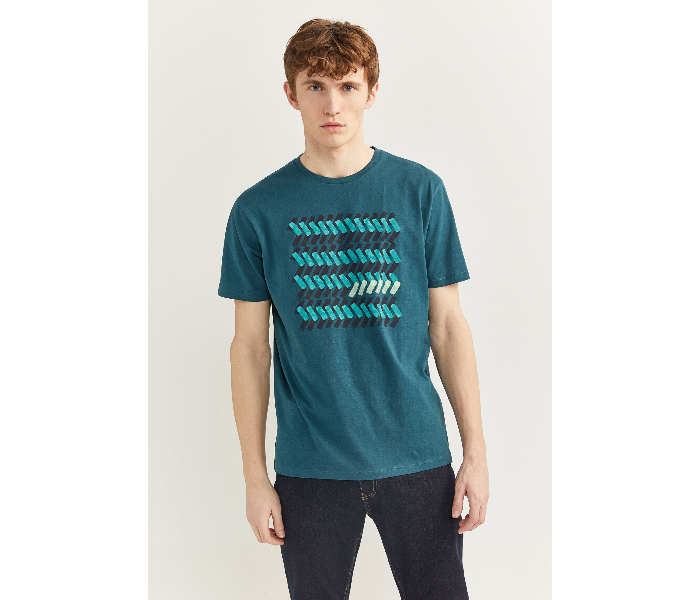 Springfield SS20 Short Sleeve Knitted T-shirt Small For Men - Dark Green - Zoom Image 3