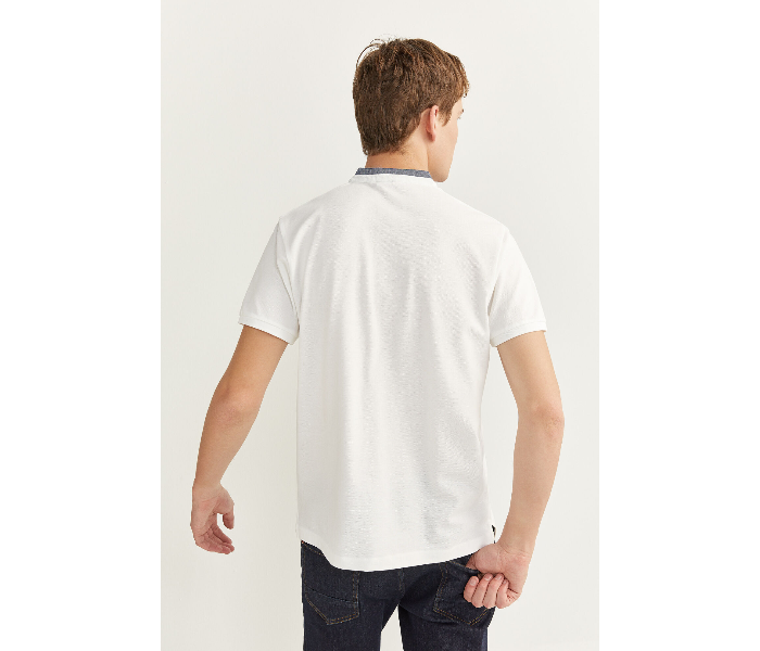 Springfield SS20 Basic Solid Slim Fit Polo T-Shirt With Double Mandarin Collar XXX-Large For Men - White - Zoom Image 3