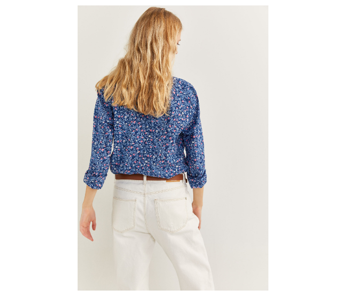 Springfield SS20 Long Sleeve Floral Blouse With Button Closure EU 34 For Women - Blue and Pink - Zoom Image 3