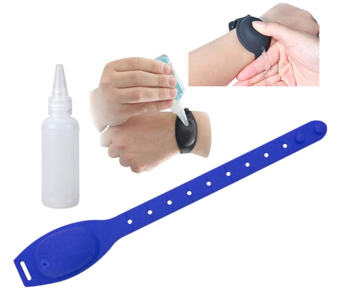 Portable 10 ml Hand Sanitizer Dispensing Wristband Bracelet Wearable Hand Dispenser Portable Silicone Travel Refillable - Dark Blue - Zoom Image 1