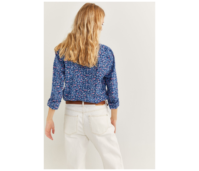 Springfield SS20 Long Sleeve Floral Blouse With Button Closure EU 36 For Women - Blue and Pink - Zoom Image 3