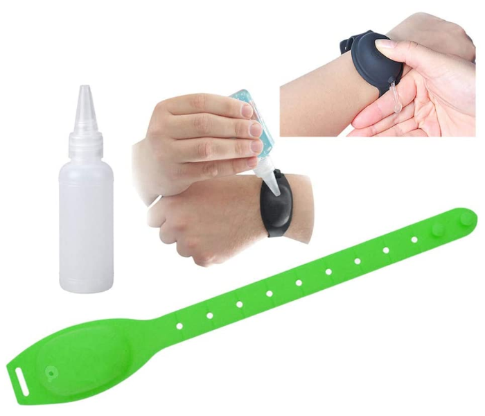 Portable 10 ml Hand Sanitizer Dispensing Wristband Bracelet Wearable Hand Dispenser Portable Silicone Travel Refillable - Green - Zoom Image 1