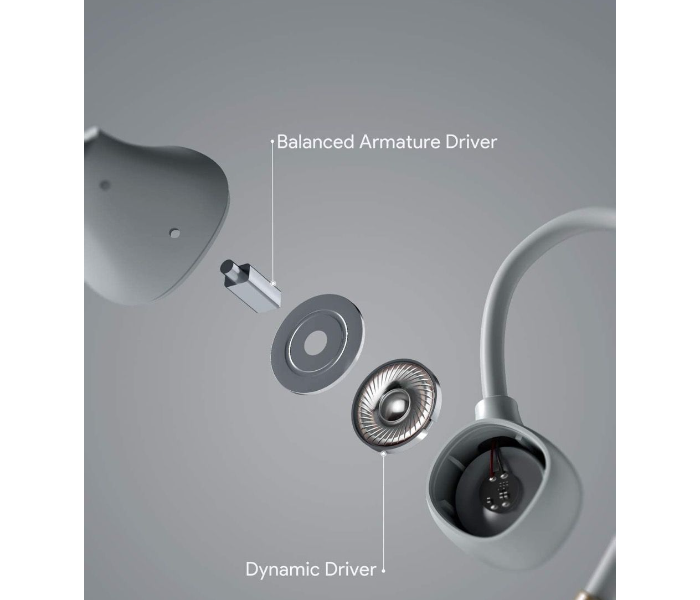 Aukey B80 Hybrid Dual Driver Wireless Earbuds - Light Grey - Zoom Image 1