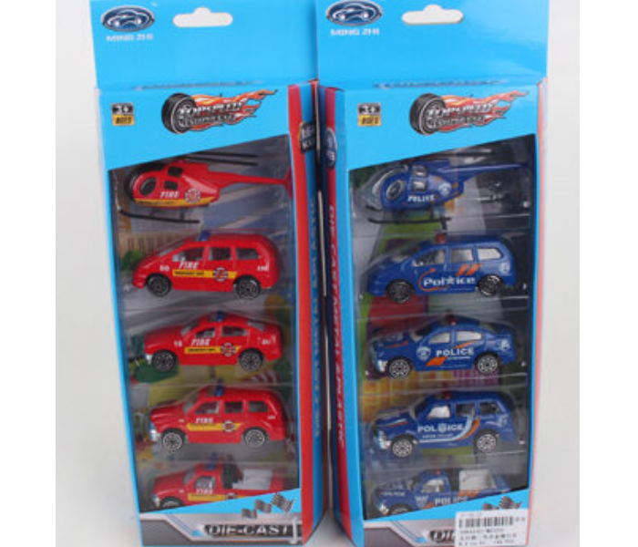 Family Center 5 Pcs Free Wheel Metal Car - Blue and Red - Zoom Image