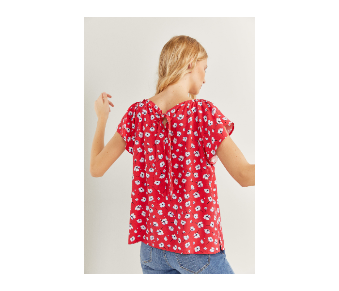 Springfield SS20 Floral Short Sleeve Blouse EU 36 For Women - Red and White - Zoom Image 3