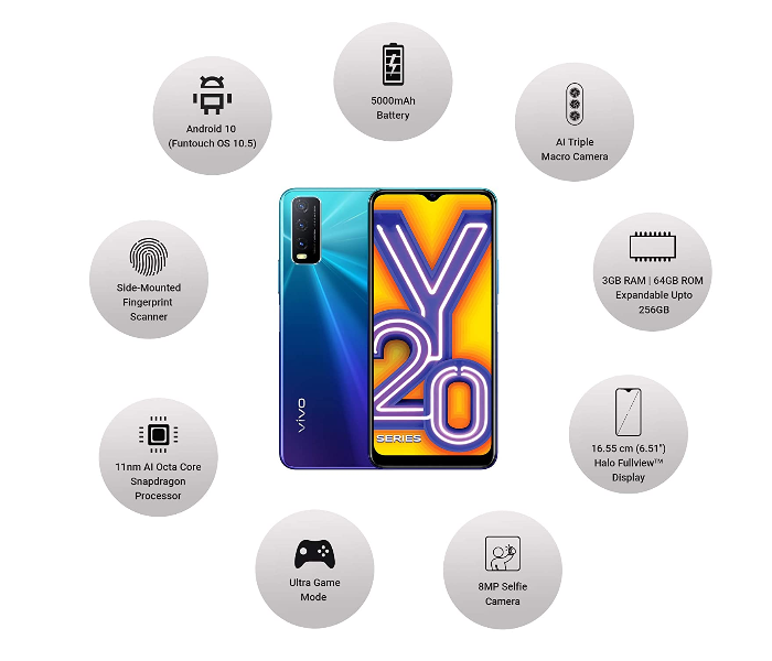 Vivo Y20 4GB RAM 64GB - Nebula Blue - Zoom Image 4