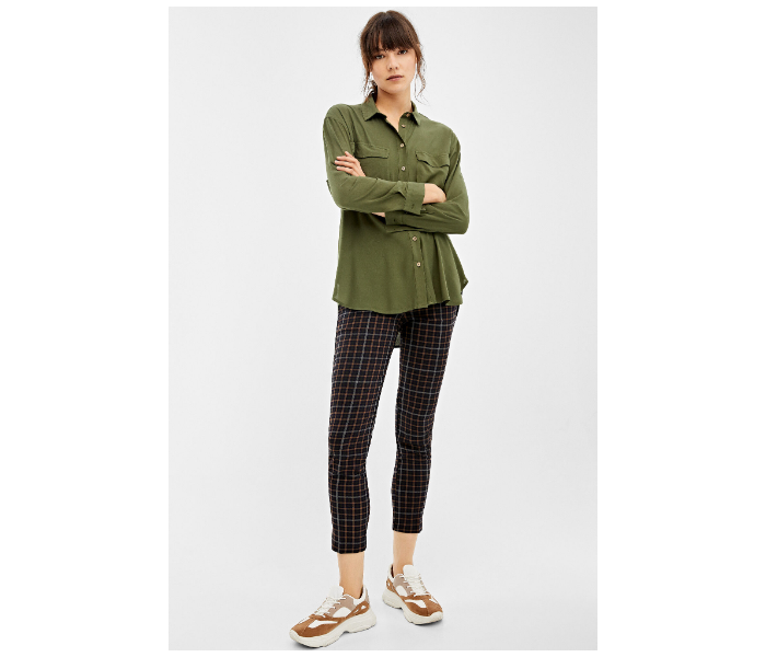 Springfield AW19 Checked Cotton Fancy Pant EU 40 For Women - Brown and Green - Zoom Image 1