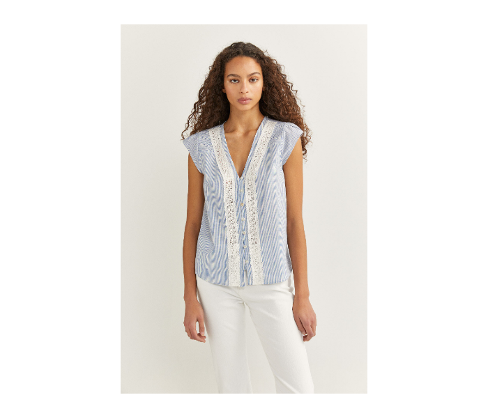 Springfield SS20 Short Sleeve Blouse EU 40 For Women - Blue - Zoom Image 2