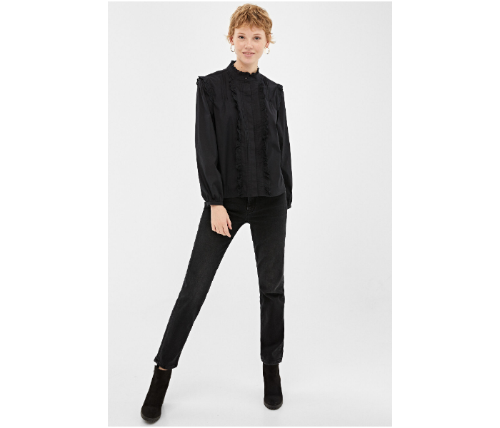 Springfield AW19 Regular Fit Long Sleeve Plain Blouse EU 40 For Women - Black - Zoom Image 1