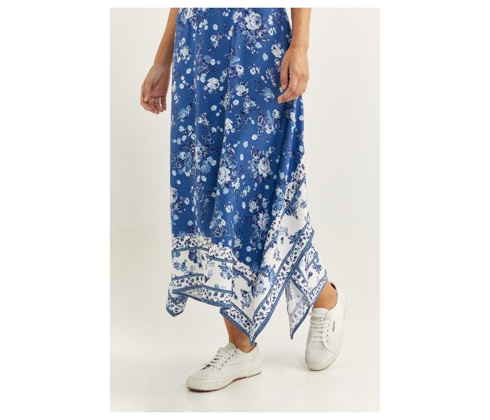 Springfield SS20 Printed Knit Dress EU 40 For Women - Blue and White - Zoom Image 3