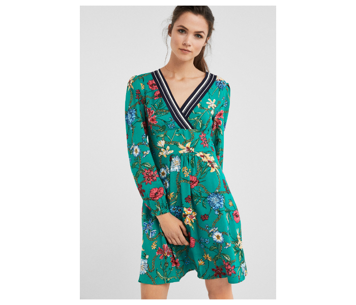 Springfield SS19 Mini Floral Knit Dress EU 34 For Women - Green - Zoom Image 4