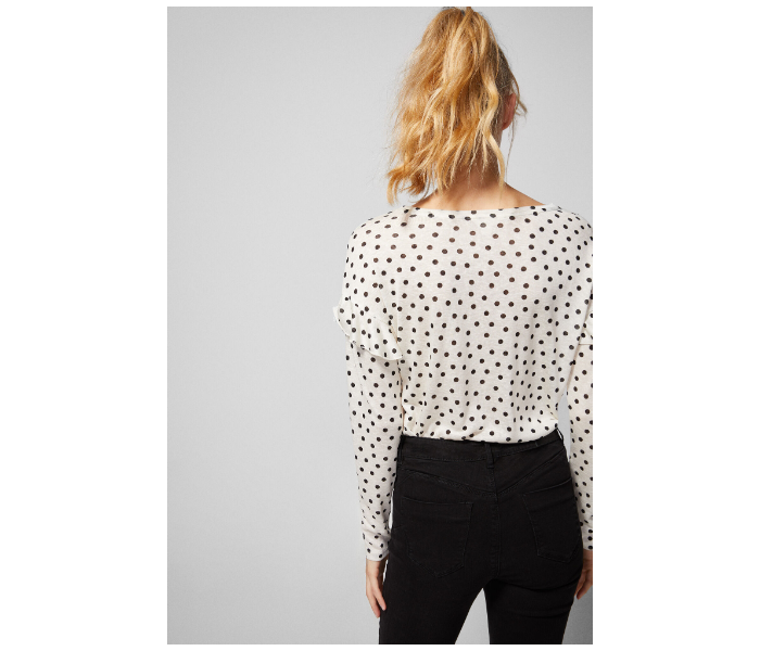 Springfield AW18 Dotted Long Sleeve T-Shirt Medium For Women - White and Black - Zoom Image 3