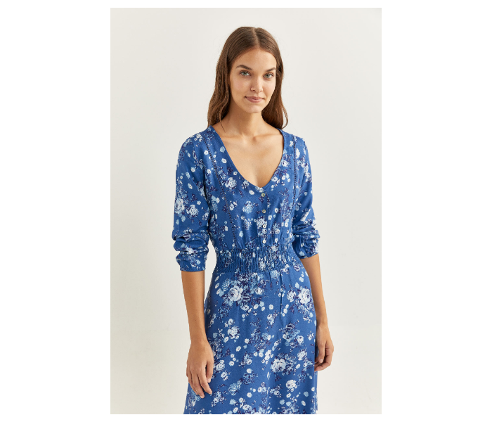 Springfield SS20 Printed Knit Dress EU 40 For Women - Blue and White - Zoom Image 2