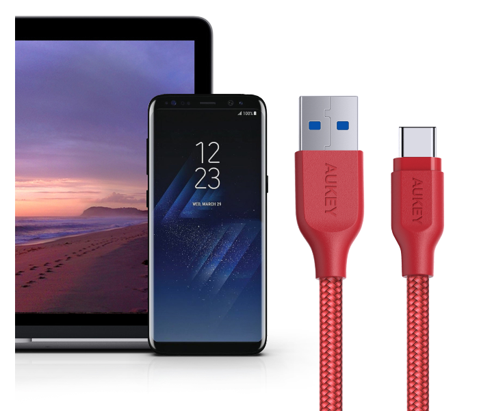 Aukey AC2R 2m USB Type C Braided Cable Aluminum Head - Red - Zoom Image 4