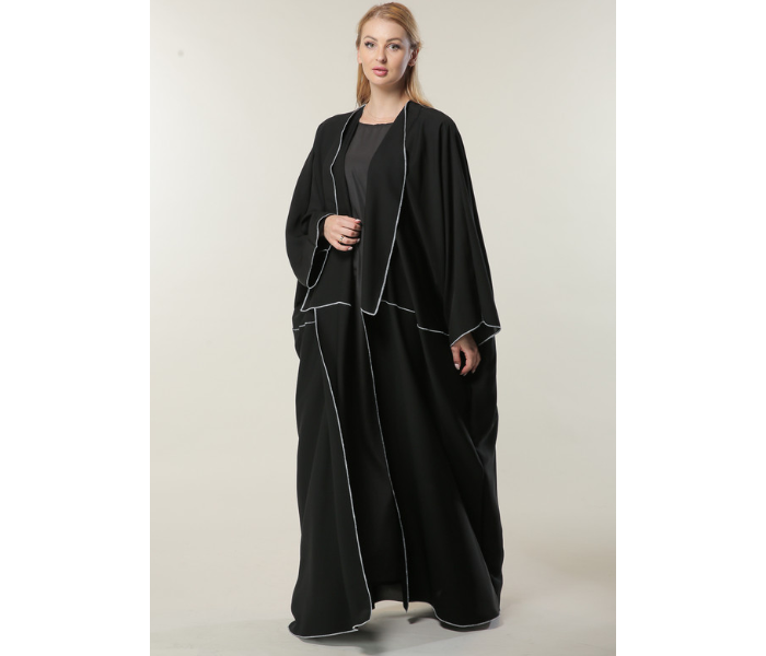 Moistreet Large Black Loose Fit open Abaya - Black - Zoom Image 1