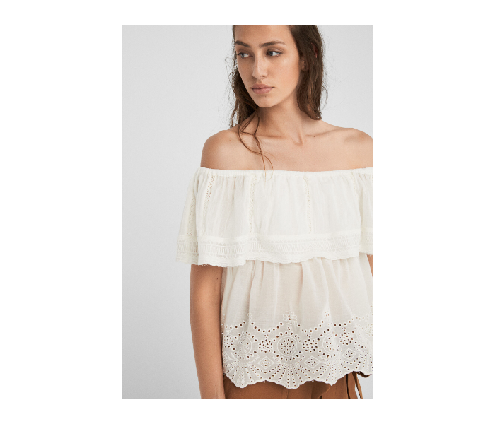 Springfield SS19 Off-Shoulder Blouse EU 40 For Women - Cream - Zoom Image 4