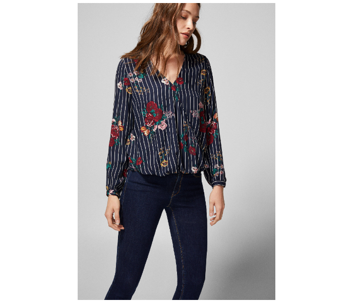 Springfield SS19 Long Sleeve Floral Blouse EU 40 For Women - Dark Blue - Zoom Image 3