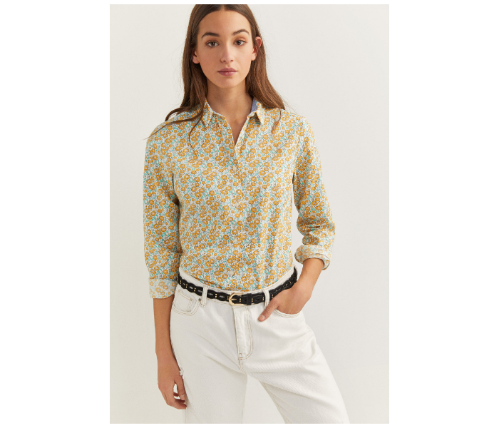 Springfield SS20 Long Sleeve Floral Blouse With Button Closure EU 34 For Women - Yellow and Green - Zoom Image 2