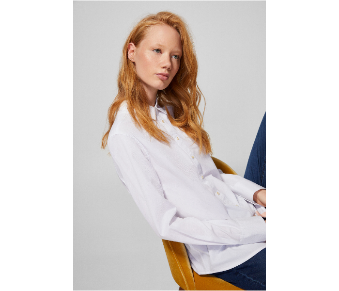 Springfield AW18 Long Sleeve Plain Blouse EU 42 For Women - White - Zoom Image 3