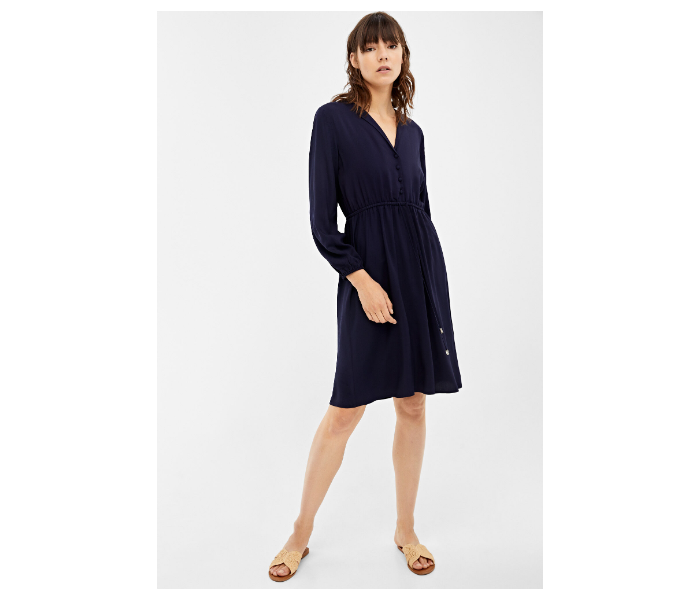 Springfield AW19 Knit Dress With Tie-Up EU 38 For Women - Navy Blue - Zoom Image 3