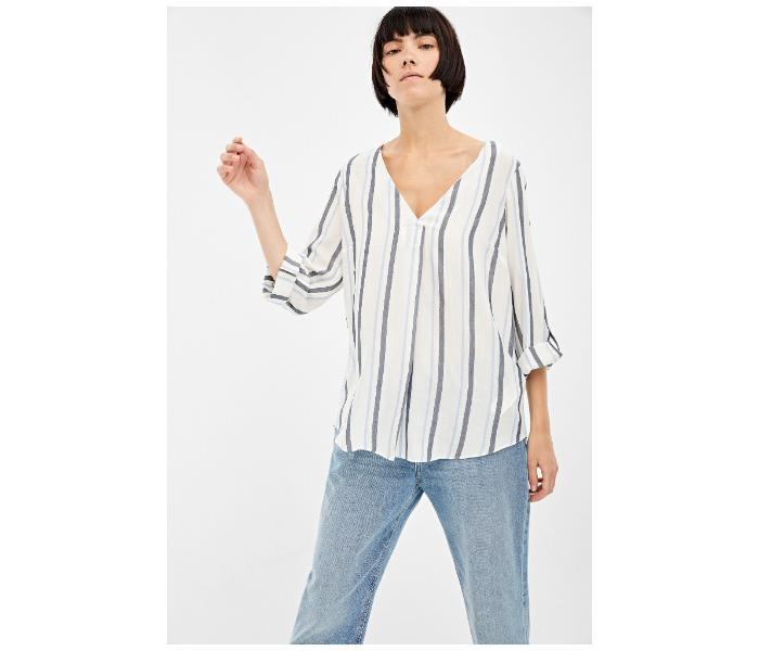 Springfield Regular Fit Long Sleeve Striped Blouse EU 34 For Women - Blue And White - Zoom Image 3