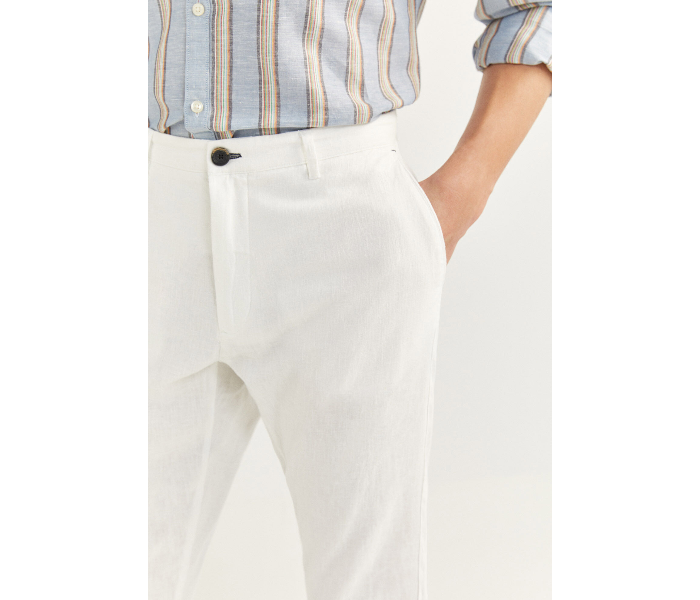 Springfield SS20 Sport Trouser Solid Chinos EU 50 For Men - White - Zoom Image 4