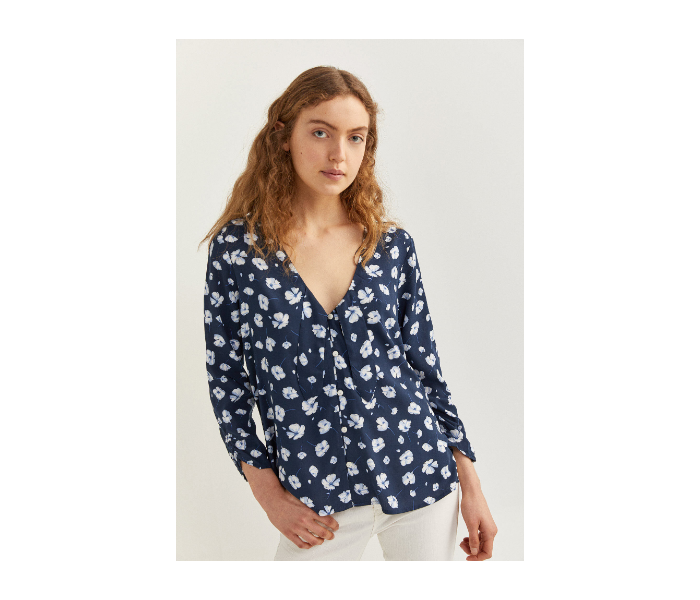 Springfield SS20 Printed Blouse With Bow Neck EU 38 For Women - Blue - Zoom Image 1