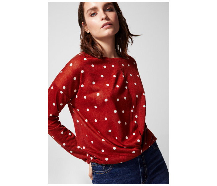 Springfield Dotted Long Sleeve T-Shirt X-Small For Women - Red - Zoom Image 1