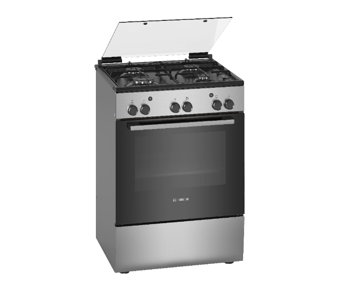 Bosch HGA120B51M Series 2 Freestanding 4-Burner Gas Cooker - Stainless Steel and Black - Zoom Image 1