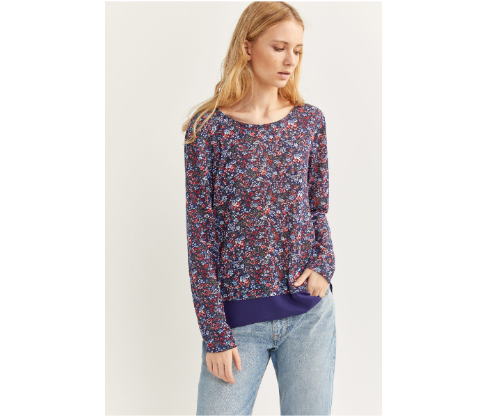 Springfield SS20 Floral Printed Long Sleeve T-Shirt Small For Women - Blue and Pink - Zoom Image 1