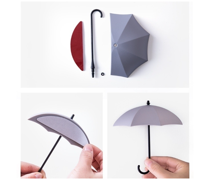 3 Piece Umbrella Holder Hook Set - White Grey Rice - Zoom Image 3