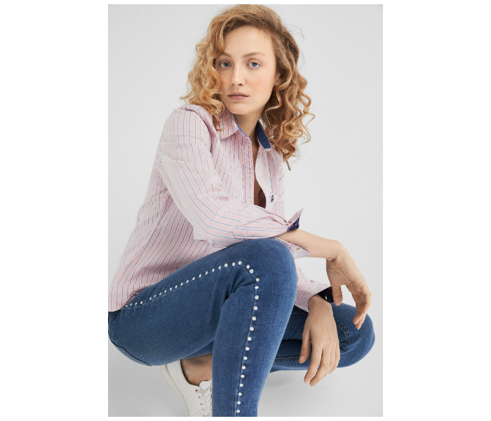 Springfield SS19 Long Sleeve Striped Blouse EU 36 For Women - Light Pink - Zoom Image 2