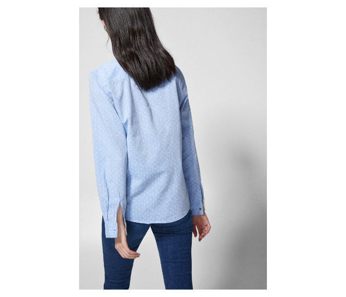 Springfield SS19 Long Sleeve Dotted Blouse EU 36 For Women - Blue and White - Zoom Image 2