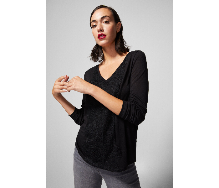 Springfield AW18 Plain Long Sleeve T-Shirt X-Small For Women - Black - Zoom Image 1