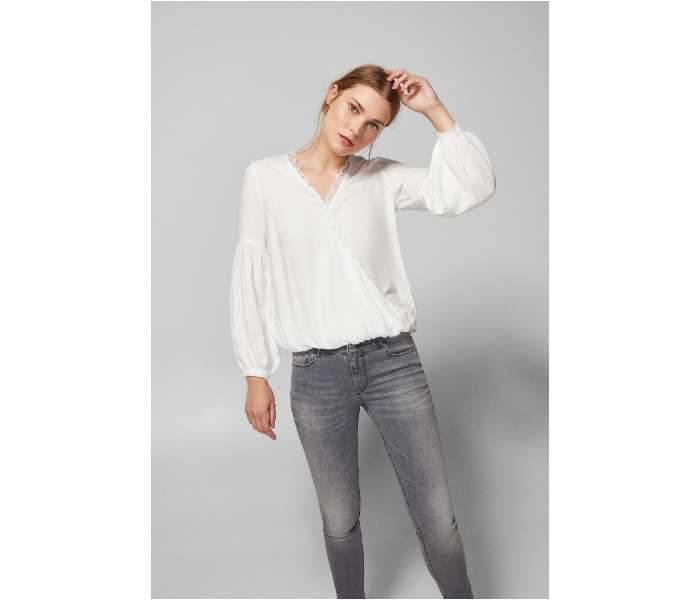 Springfield AW18 Long Sleeve Plain Blouse EU 40 For Women -White - Zoom Image 4