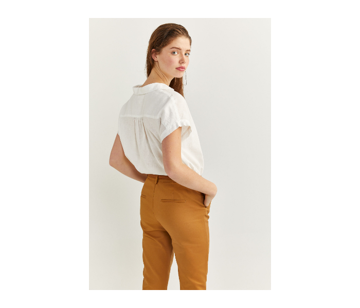 Springfield SS20 Plain Short Sleeve Blouse EU 34 For Women - Cream - Zoom Image 4