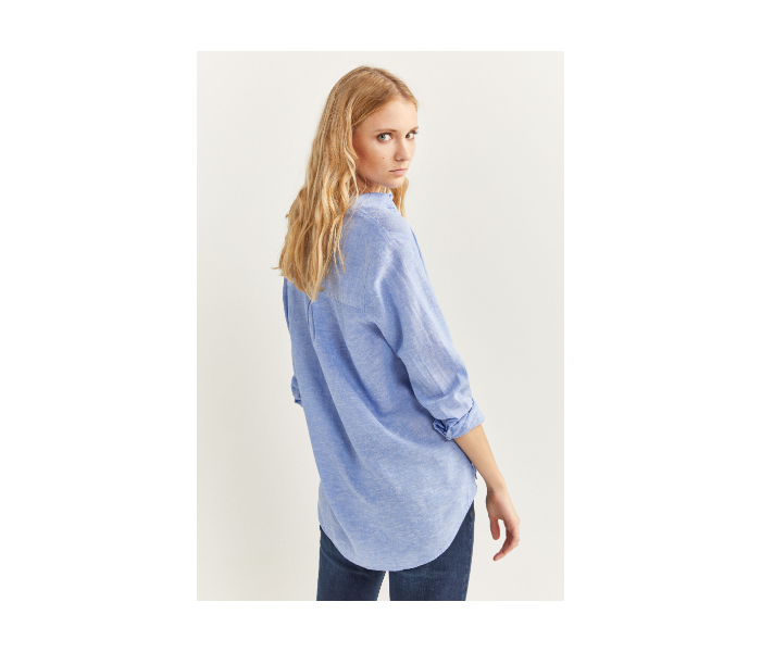 Springfield SS20 Long Sleeve Plain Shirt EU 38 For Women - Medium Blue - Zoom Image 4