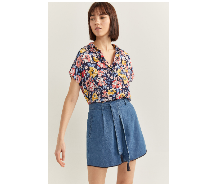 Springfield SS20 Floral Short Sleeve Blouse EU 36 For Women - Blue and Yellow - Zoom Image 4