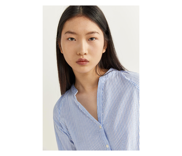 Springfield SS20 Long Sleeve Striped Blouse With Button Closure EU 42 For Women - Light Blue - Zoom Image 2