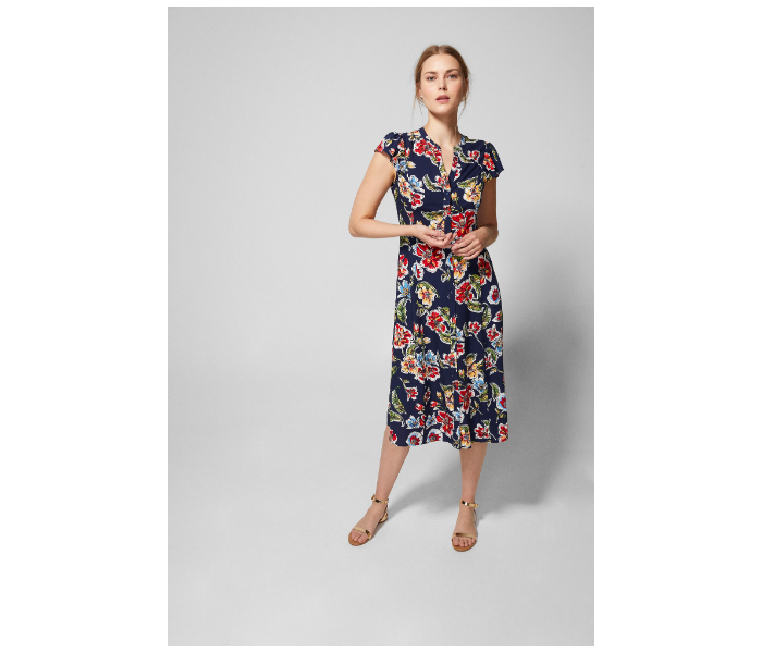 Springfield AW18 Floral Knit Dress EU 40 For Women - Blue and Red - Zoom Image 1