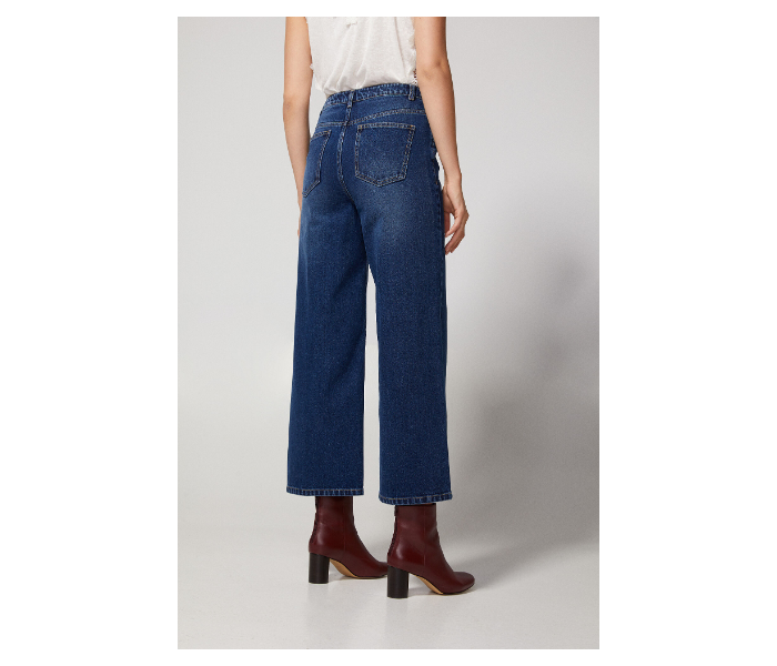 Springfield AW18 Wide Cropped Denim Trouser EU 38 For Women - Dark Blue - Zoom Image 4