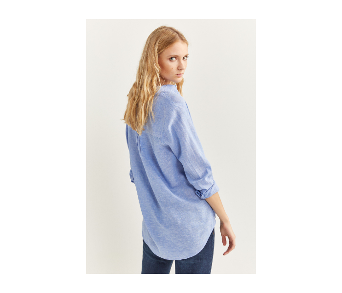 Springfield SS20 Long Sleeve Plain Shirt EU 36 For Women - Medium Blue - Zoom Image 4