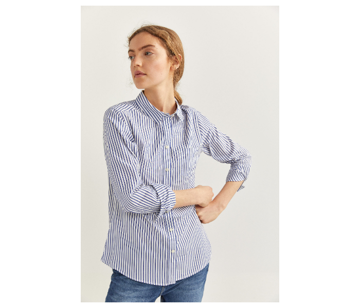 Springfield SS20 Long Sleeve Striped Shirt EU 36 For Women - Blue and White - Zoom Image 1