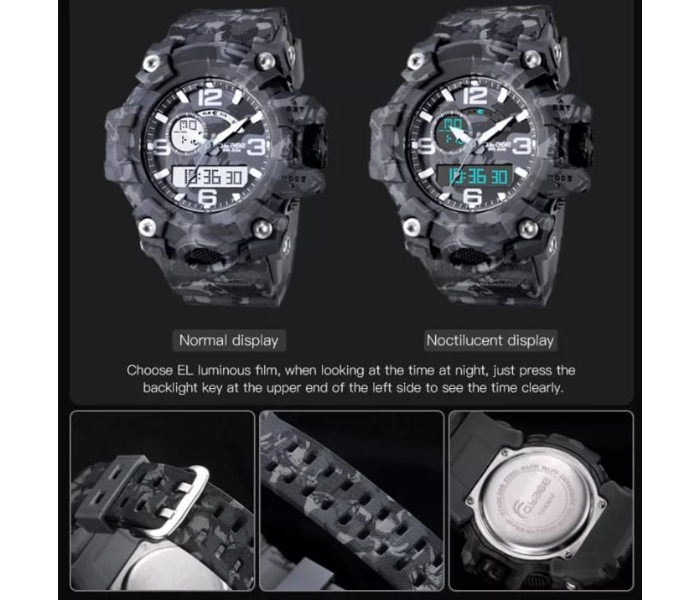 S Shock Casual Sports Watch Waterproof for Men -  Army Black - Zoom Image 2