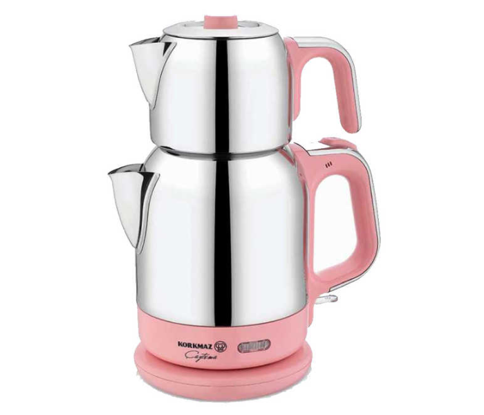 Korkmaz KO-A331-04 1600W Caytema Electric Tea Pot Set - Pink - Zoom Image