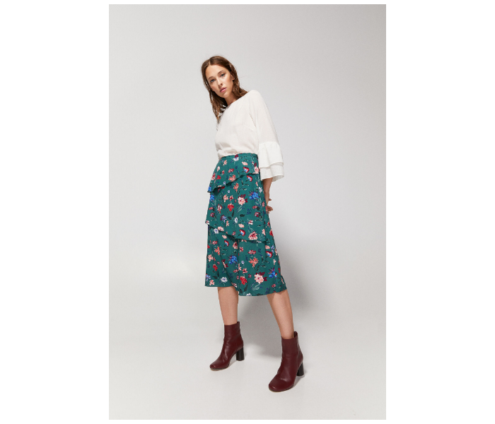 Springfield AW18 Flower Printed Midi Skirt EU 34 For Women - Green - Zoom Image 1