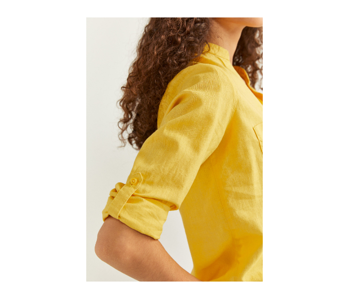 Springfield SS20 Long Sleeve Plain Shirt EU 40 For Women - Yellow - Zoom Image 4