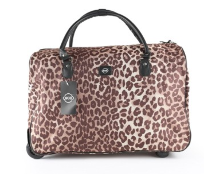 Okko 4 in 1  Cheetah Print Trolley Bag – Light Brown - Zoom Image 1