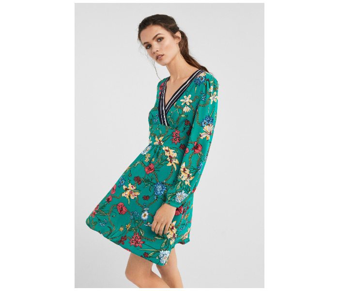 Springfield SS19 Mini Floral Knit Dress EU 34 For Women - Green - Zoom Image 1